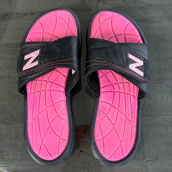 New Balance Shoes - New Balance Black and Pink Slide Sandals. Womens Size 9.